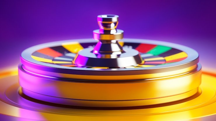 Antarmuka permainan Mega Wheel dengan roda putar dan opsi taruhan